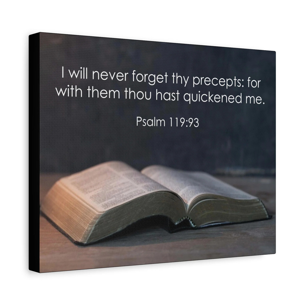 Bible Verse Canvas Never Forget Thy Precepts Psalm 119:93 Christian Home Dcor